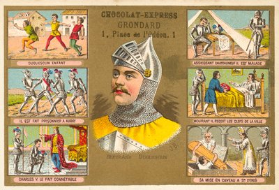 Bertrand du Guesclin, commandant militaire français, et scènes de sa vie - French School